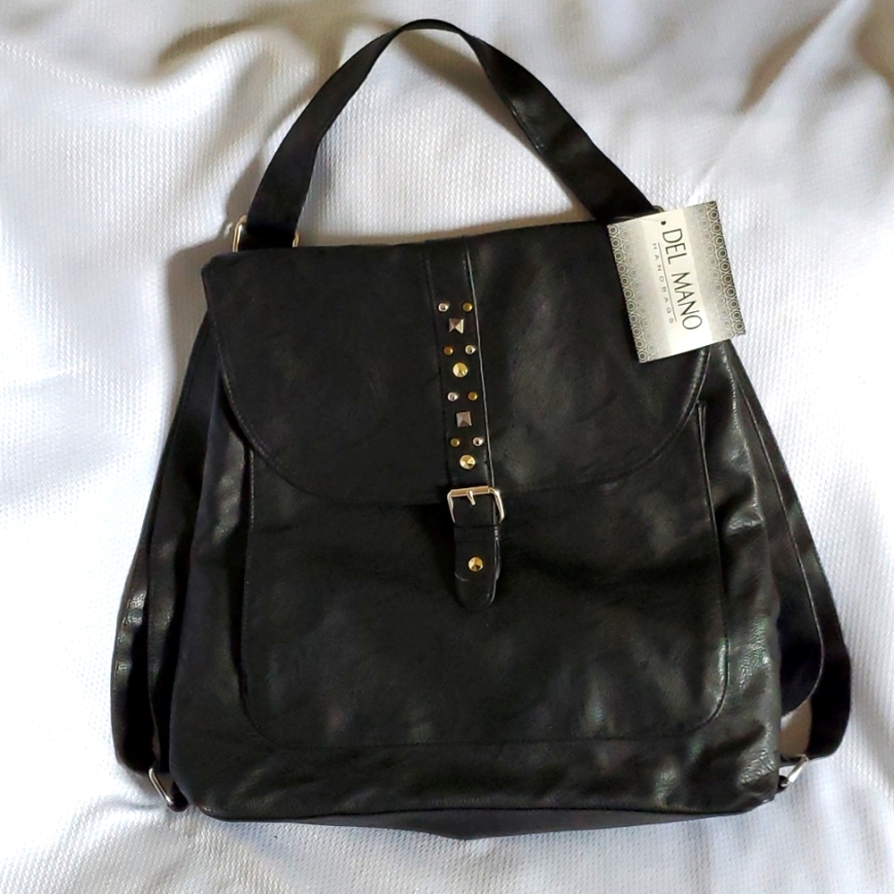 Del Mano Black Backpack/Handbag